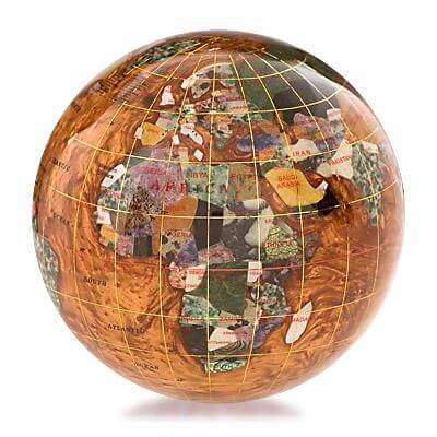 4-inch Copper Amber Gemstone Globe Paperweight