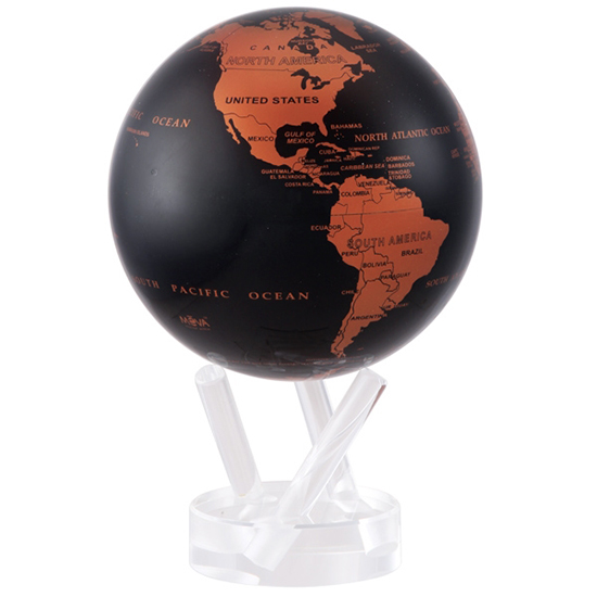 4.5" Copper & Black Earth Revolving Globe