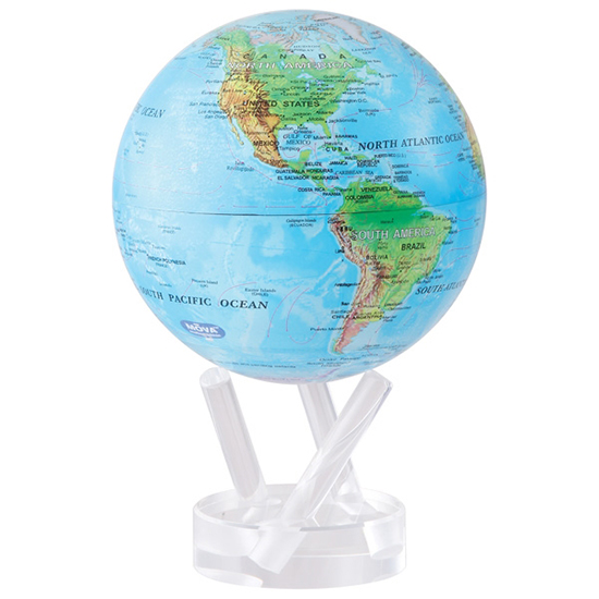 4.5" Blue Ocean Relief Map Revolving Globe