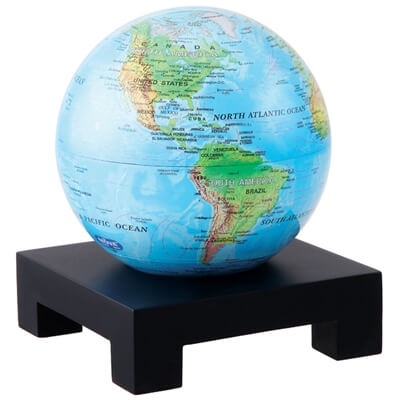 MOVA 4.5" Blue Ocean Relief Map Revolving Globe with Square Black Wood Base