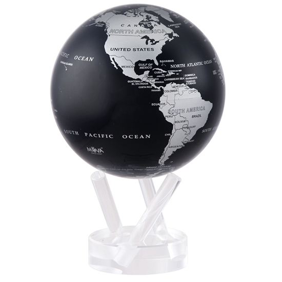 4.5" Silver & Blue Revolving Globe