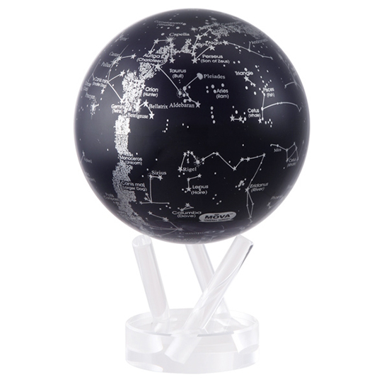 4.5" Silver Constellation in Blue Revolving Globe