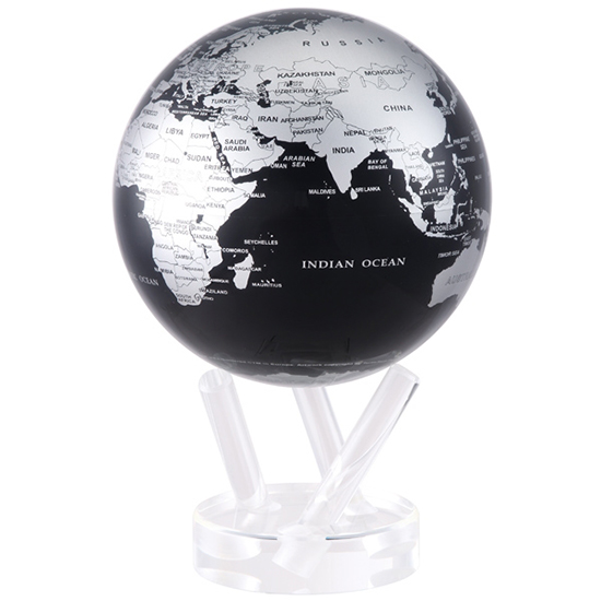 6" Silver & Blue Revolving Globe