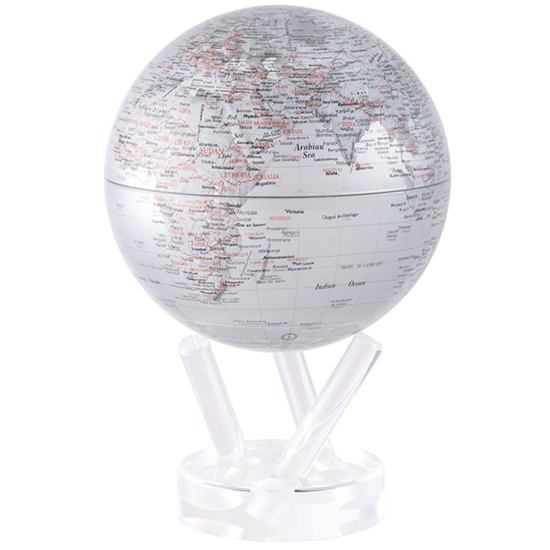 6" Silver Earth Revolving Globe