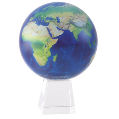MOVA 8.5" Satellite View Natural Earth Revolving Globe with Large Crystal Base