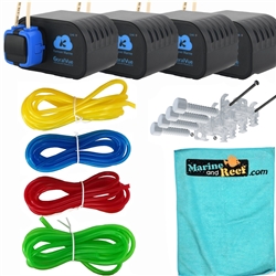 Four Kamoer F1 Liquid Dosing Pumps, Dosing Tube Holder, 10 Feet Blue, Yellow, Green & Red Tube, & Towel Package