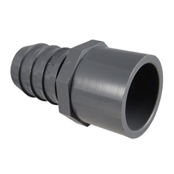 Schedule 40 PVC Straight Insert Adapters 1" Spg x 3/4" Hose Barb
