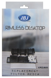 JBJ Rimless Desktop Aquarium Replacement Filter Media, 4-pack