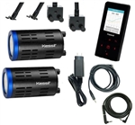 Kessil TWO A160 Tuna Blue LED Lights with New Spectral Controller X & TWO Gooseneck Package