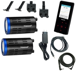 Kessil TWO A160 Tuna Blue LED Lights with New Spectral Controller X & TWO Gooseneck Package