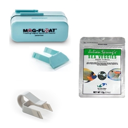 Mag-Float-130 Medium Acrylic Aquarium Cleaner, Feeding Clip & Sea Veggies Package