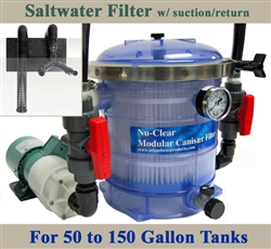 Saltwater 50 to 150 Gallon Tank Filter, Pump, Suction/Return & Plumbing Package