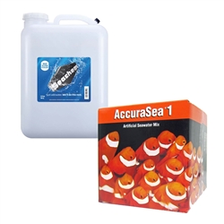 Two Little Fishies AccuraSea1 Artificial Saltwater Mix & Seachem Just Add Water 5 Gallon Water Jug Package