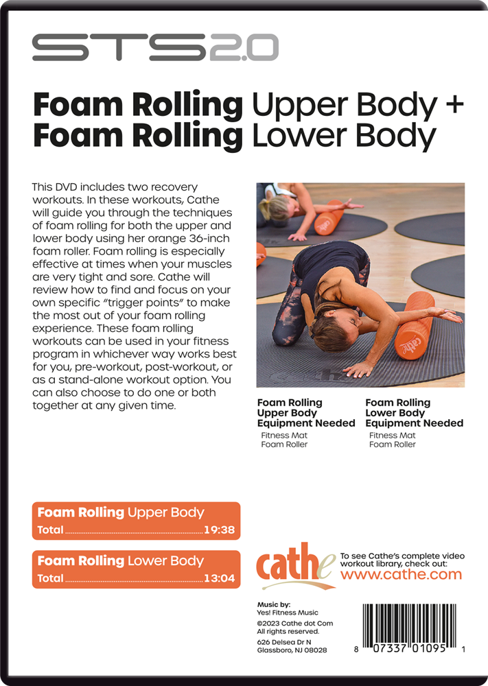 Cathe STS 2.0 Foam Rolling Upper + Lower Body Recovery Workout DVD For  Women & Men