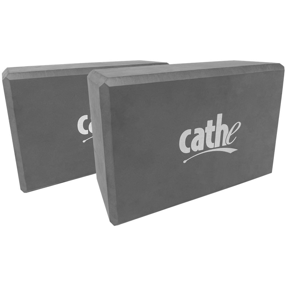 Two pack of Cathe yoga foam block bricks - measure about 9 in x 6 in x 4  each and are lightweight