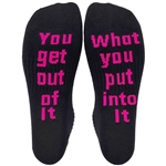 Cathe Says Training Sock -  You Get Out Of It What You Put Into It - black - medium