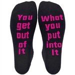 Cathe Says Training Sock -  You Get Out Of It What You Put Into It - black - large