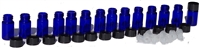 Vials, 10 Small Cobalt Blue Glass Vials with orifice reducers and lids
