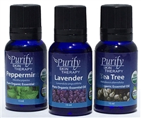 MUST HAVE OILS, includes 100% Pure Premium Grade USDA Certified Organic Essential oils, Lavender, Peppermint, Tea Tree