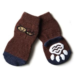 Big Breed Dog Socks in Brown with a Cute Bee Design