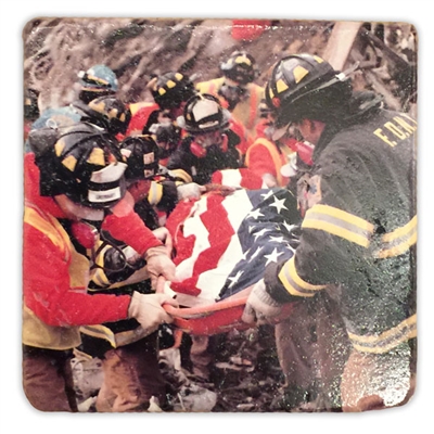 FDNY Honor Guard Italian Marble Coaster Set
