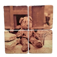 The Muddy Teddy Bear Italian Marble Coaster Set