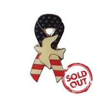 Flag Ribbon and Dove Pin