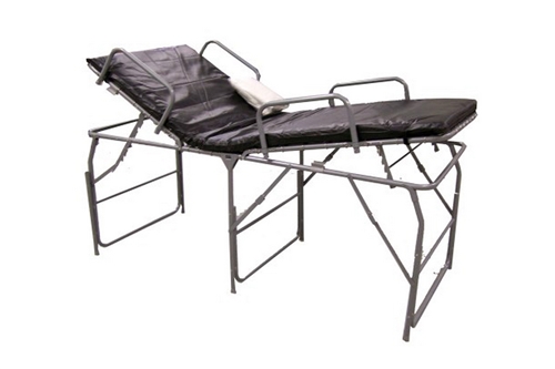 F-EM-560A-R100 - PREMIUM PORTABLE FIELD HOSPITAL BED / COT WITH FR MATTRESS & IV POLE