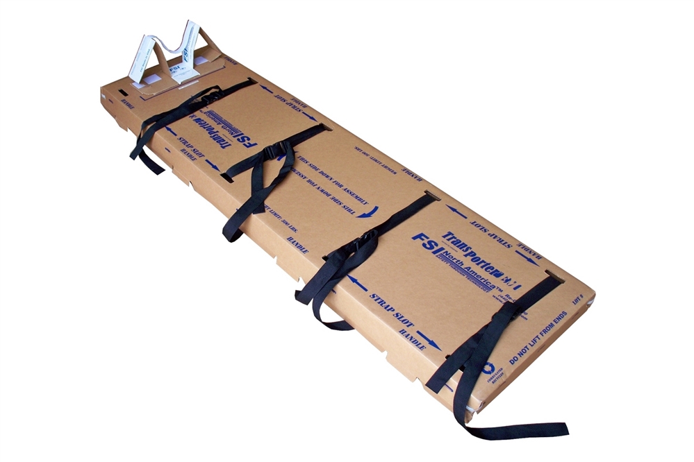 F-EM-8 - TRANSPORTERÂ® FLUID RESISTANT DISPOSABLE ADULT BACKBOARDS -  4 STRAPS / HEAD IMMOBILIZER - BOX OF 5