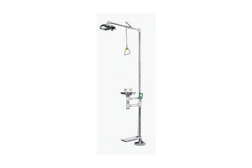 F-LSES7/8 CSS - PUSH-LEVER & PEDAL ACTIVATED EYE / FACE WASH & PULL-ROD ACTIVATED DRENCH SHOWER - STAINLESS STEEL