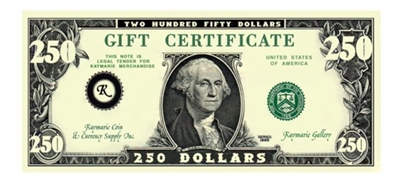 Gift Certificate $250 Gift Card for Use on Any of our Products or Services