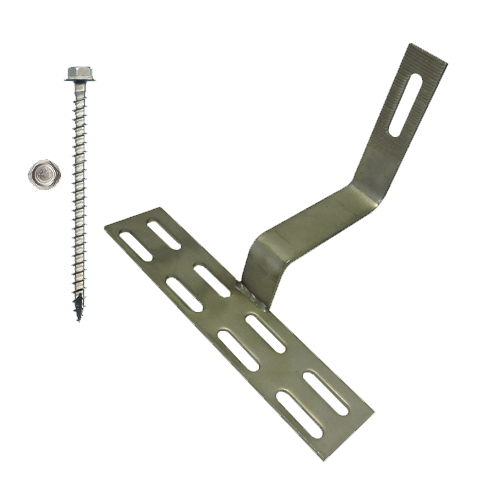 QuickBOLT 17708 90Â° Non-Adjustable Curved Tile Roof Hook Kit w/ 225mm Base Side Mount Rails & 1/4 x 3-inch Screws