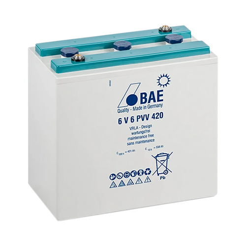 BAE Secura PVV Block Solar Series 6V-6-PVV-420 368Ah 48VDC String Of (8) 6VDC VRLA-GEL Batteries