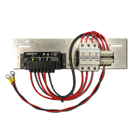 Ameresco Solar ASSEM-SS-10L-12V Pre-wired Universal Backplate Assembly w/ Morningstar SunSaver 10A 12VDC PWM Charge Controller (Low Voltage Disconnect)