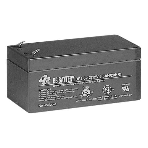 B.B. Battery BP Series BP3.6-12 3.6Ah 12VDC VRLA Rechargeable AGM Battery