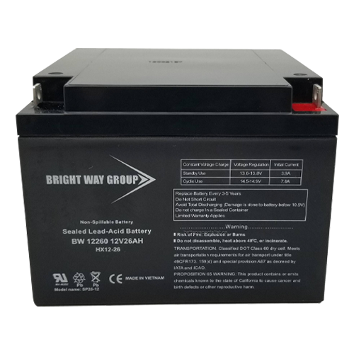 Bright Way Group BW-12260-F2 26Ah 12VDC AGM Sealed Lead Acid Battery