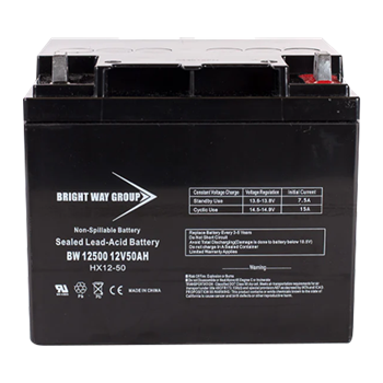 Bright Way Group BW-12500-NB 50Ah 12VDC AGM Sealed Lead Acid Battery