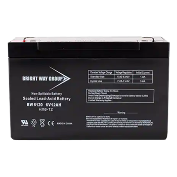 Bright Way Group BW-6120-F2 12Ah 6VDC AGM Sealed Lead Acid Battery