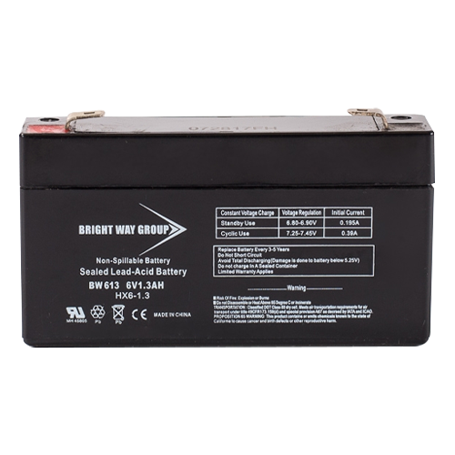 Bright Way Group BW-613 1.3Ah 6VDC AGM Sealed Lead Acid Battery