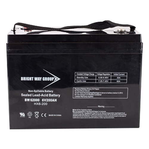 Bright Way Group BW-62000-G27 200Ah 6VDC AGM Sealed Lead Acid Battery