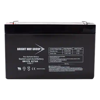 Bright Way Group BW-670 7Ah 6VDC AGM Sealed Lead Acid Battery