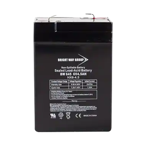 Bright Way Group BW645-F1 4.5Ah 6VDC AGM Sealed Lead Acid Battery