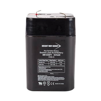 Bright Way Group BW650-F1 5Ah 6VDC AGM Sealed Lead Acid Battery