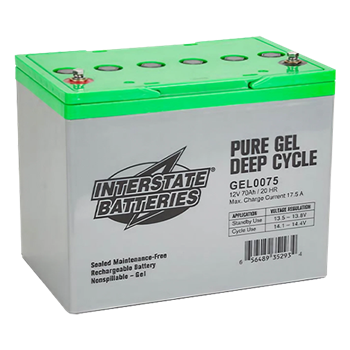Interstate Batteries GEL0075 70Ah 12VDC Pure GEL Deep Cycle Battery w/ Insert Terminal