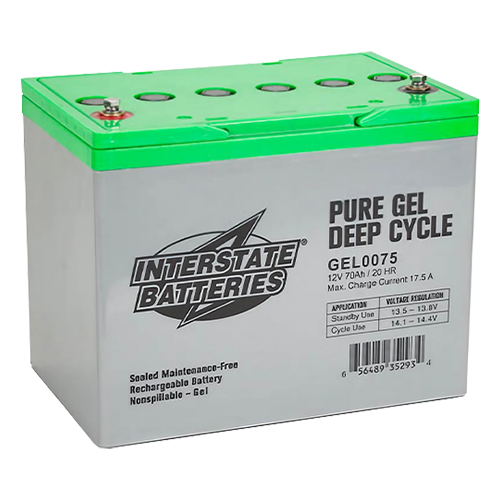 Interstate Batteries GEL0075 70Ah 12VDC Pure GEL Deep Cycle Battery w/ Insert Terminal