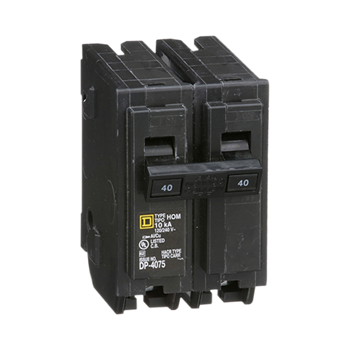 Square D Homeline HOM240 40A 120/240VAC Dual-Pole Standard Type Plug In Miniature Circuit Breaker