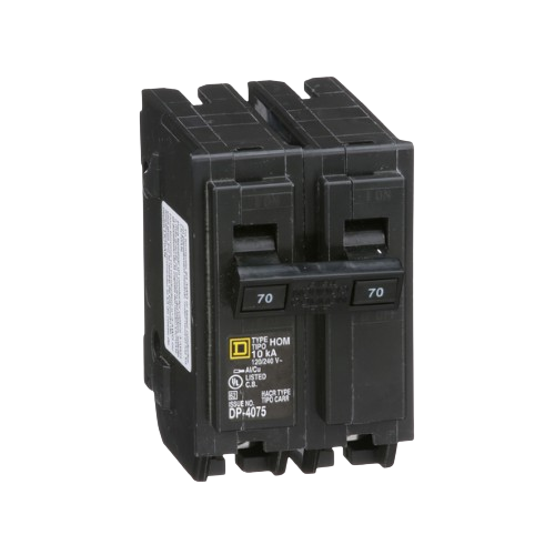 Square D Homeline HOM270 70A 120/240VAC Dual-Pole Standard Typle Plug In Miniature Circuit Breaker