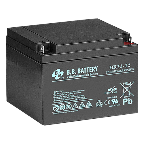 B.B. Battery HR Series HR33-12 31Ah (10hr) 12VDC VRLA Rechargeable AGM Battery