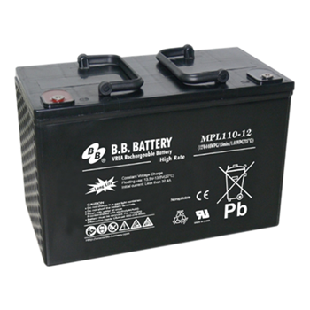 B.B. Battery MPL Series MPL110-12H 108Ah (10hr) 12VDC VRLA Rechargeable AGM Battery w/ Handles