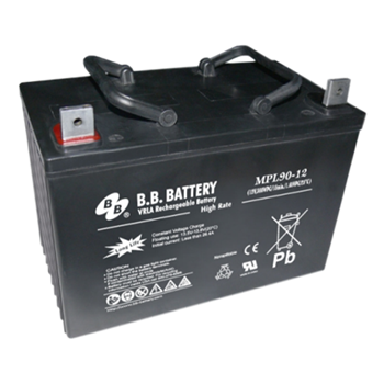 B.B. Battery MPL Series MPL90-12H 88Ah (10hr) 12VDC VRLA Rechargeable AGM Battery w/ Handles